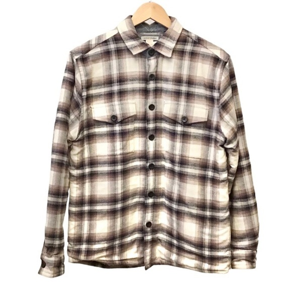 Carbon 2 Cobalt Sherpa Lined Shacket Flannel Men’s Size Small Cream Brown Black - Picture 1 of 10